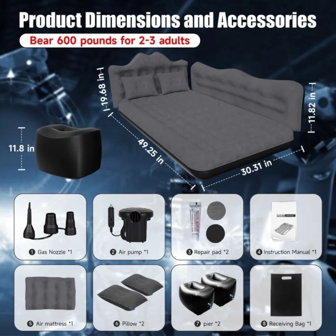 RoadRest™ – Inflatable Car Air Mattress with Pillows